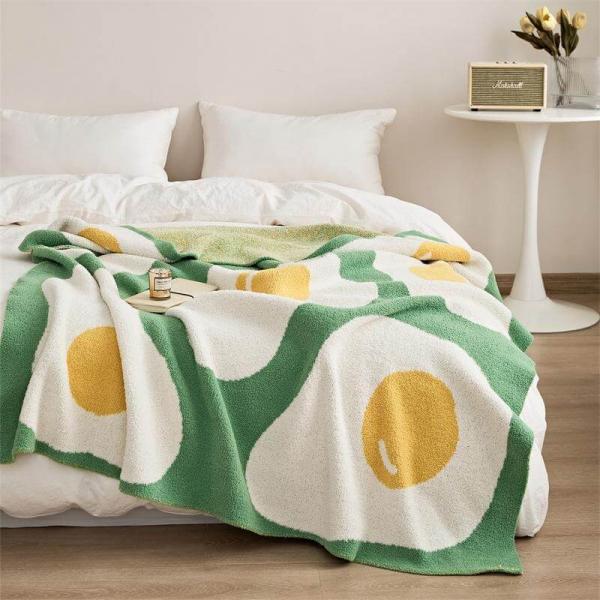 Fried Eggs Patterned Blanket Cute Fluffy Blanket