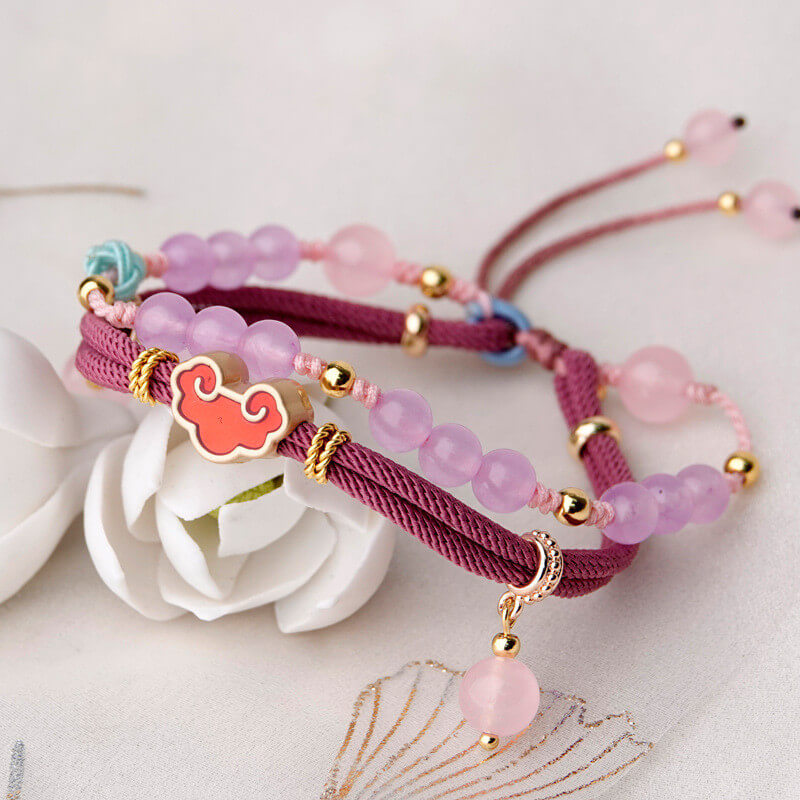 Chinese Fashion Adjustable Crystal Bracelets in Pink - Morimiss.com