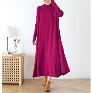 Solid Color Mock Neck Sweater Dress Large Winter Maxi Dress