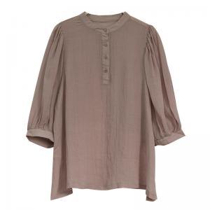 Organic Linen Sheer Peasant Blouse Oversized Fall Shirt