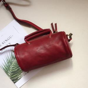 Cowhide Leather Handmade Barrel Purse