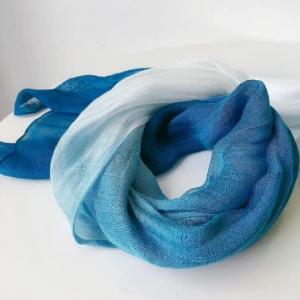 Plant Dyeing Blue and White Silk Cotton Scarf Shawl