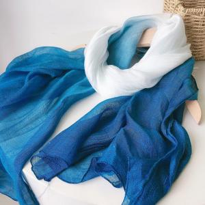 Plant Dyeing Blue and White Silk Cotton Scarf Shawl