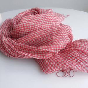 Small Plaid Red Tassel Scarf Black Checkered Linen Shawl