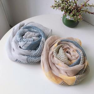 Contrast Colored Pinstriped Linen Scarf for Women