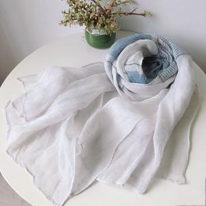 Contrast Colored Pinstriped Linen Scarf for Women