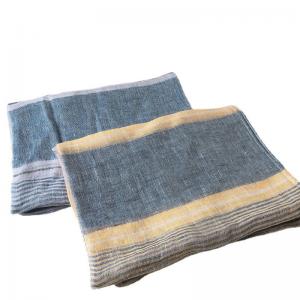 Contrast Colored Pinstriped Linen Scarf for Women