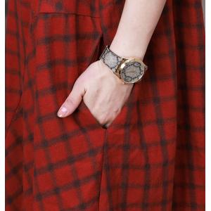 Preppy Style Red Tartan Dress Linen Checker Overall Dress