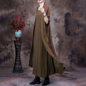 Simple Design Crochet Fall Cardigan Midi Sheer Knitwear