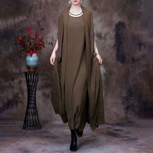 Simple Design Crochet Fall Cardigan Midi Sheer Knitwear