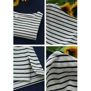Horizontal Striped Casual Tee Half Sleeves Cotton T-shirt