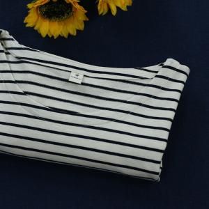 Horizontal Striped Casual Tee Half Sleeves Cotton T-shirt