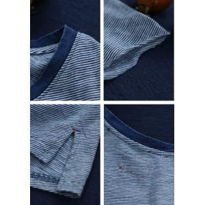 Comfy Crew Neck Cotton T-shirt Pinstriped Blue Tee