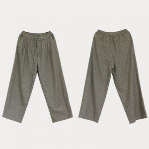 Linen Straight Legs Pants Womens Flax Pull-On Pants