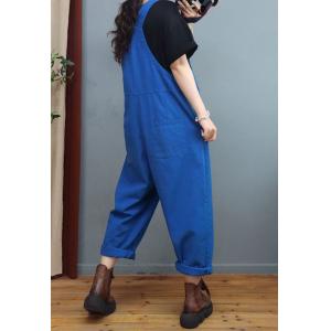 Street Chic Plain Loose Overalls Cotton Comfy Gardening Attire