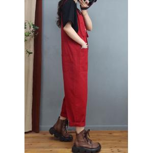 Fall Style Casual Cotton Dungarees Loose Straight Legs Overalls