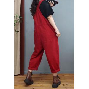 Fall Style Casual Cotton Dungarees Loose Straight Legs Overalls