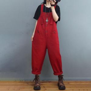 Fall Style Casual Cotton Dungarees Loose Straight Legs Overalls