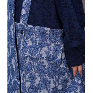 Blue Flowers Prints Long Cardigan Jacquard Designer Shirt Dress