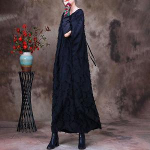 Bat Sleeves Plus Size Caftan Tassel Sheep Wool Modest Dress