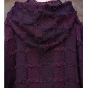 Big Checkered Hooded Caftan Large Wool Fringed Sweater Dress