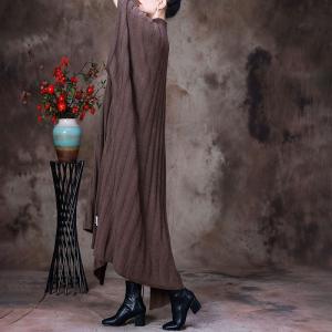 Autumn Fashion Mock Neck Caftan Dolman Sleeves Knitting Dress