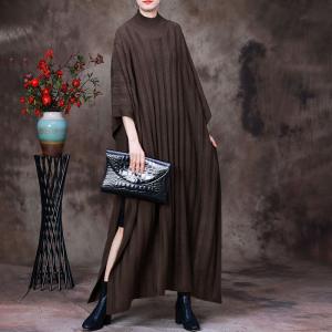 Autumn Fashion Mock Neck Caftan Dolman Sleeves Knitting Dress