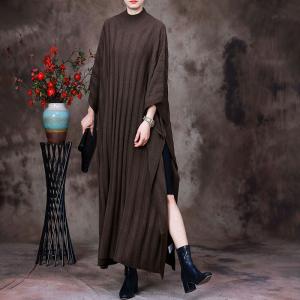 Autumn Fashion Mock Neck Caftan Dolman Sleeves Knitting Dress