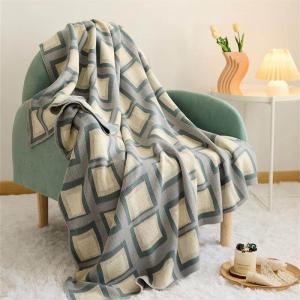 Big Checkered Soft Cotton Blanket Knitting Sofa Throws