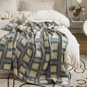 Big Checkered Soft Cotton Blanket Knitting Sofa Throws