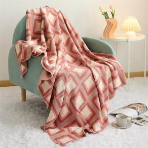 Big Checkered Soft Cotton Blanket Knitting Sofa Throws