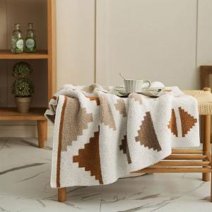 Soft Comfy Geometric Blanket Fluffy Full Size Throw