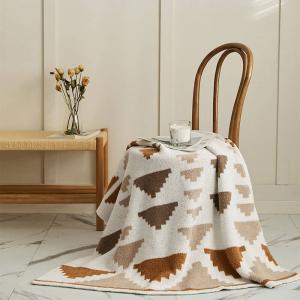 Soft Comfy Geometric Blanket Fluffy Full Size Throw