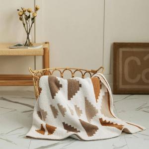 Soft Comfy Geometric Blanket Fluffy Full Size Throw