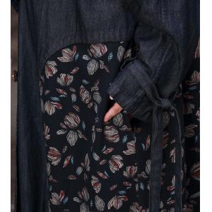 Business Casual Floral Tied Trench Coat Denim Maxi Duster Coat