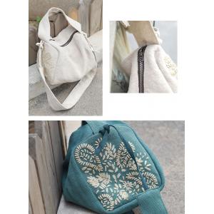 Handmade Flowers Embroidery Handbag Chunky Hemp Shoulder Bag