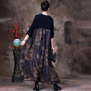 Lotus Printed Silk Purple Dress Knit Floral Elegant Dress