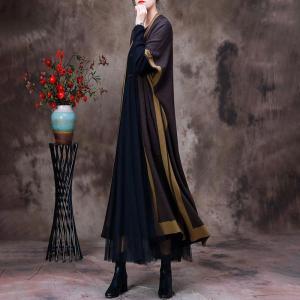 Contrast Colors Long Knit Cardigan Wool Blend Fall Clothing