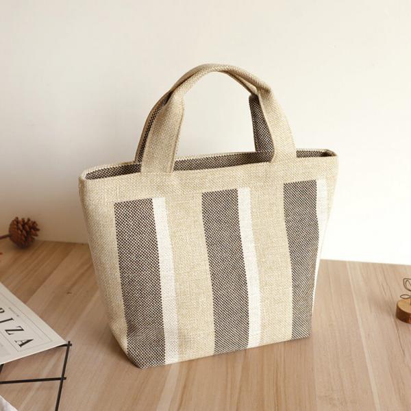 Chunky Striped Cotton Linen Beach Handbag