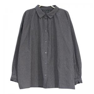 Comfy Long Sleeves Cotton Blouse Small Plaid Oversized Shirt