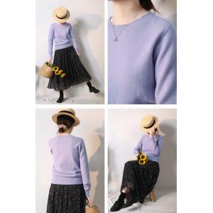 Pastel Colors Sheep Wool Sweater Winter Lilac Knitwear