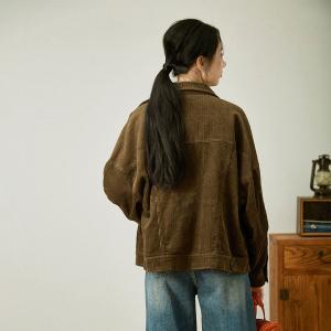 60s Vintage Womens Corduroy Jacket Plus Size Street Wear