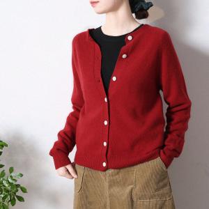 Natural Wool Long Sleeve Cardigan Comfy Womens Sweater