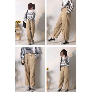 Baggy-Fit Straight Leg Pants Womens Corduroy Trousers for Women
