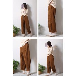 Baggy-Fit Straight Leg Pants Womens Corduroy Trousers for Women