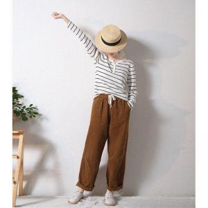 Baggy-Fit Straight Leg Pants Womens Corduroy Trousers for Women