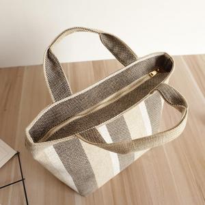 Chunky Striped Cotton Linen Beach Handbag