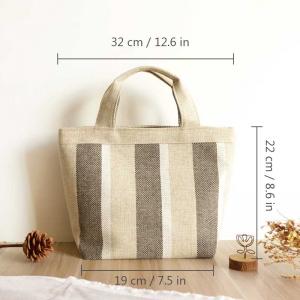 Chunky Striped Cotton Linen Beach Handbag