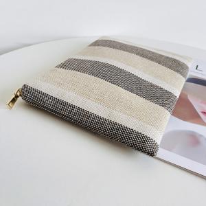 Contrast Striped Canvas Wallet Open Zip  Womens Purse