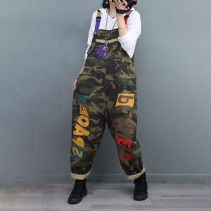 Colorful Letter Camo Overalls 90s Graffiti Jeans Dungarees